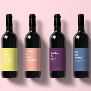 Étiquettes de bouteille de vin effrontées et mémorables | Cadeaux uniques pour les baby showers, les annonces de grossesse, les nouvelles mamans et les anniversaires | Jalons de maman