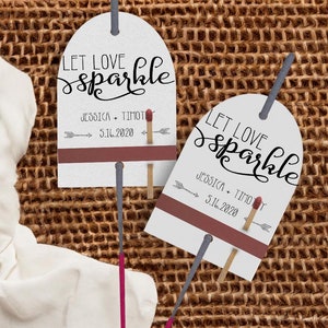 Sold in Sets of 25 | Let Love Sparkle | Wedding Sparkler Tag | Wedding Favors | Wedding Tags | Rustic Wedding | Sparkler Send Off | Tags