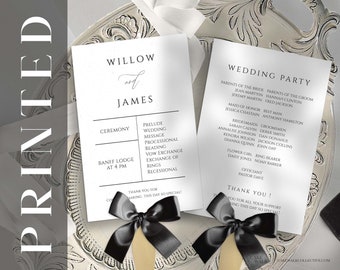 PRINTED Wedding Program Fans | Assembled With or Without Ribbon | Ceremony Program | Program Fans | Event Details | Double Sided