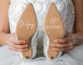 Wife and Groom Decals | Custom Date Decals | Wife and Husband Decals | Wedding Shoe Stickers | Wedding Heels Vinyl | DIY wedding Stickers