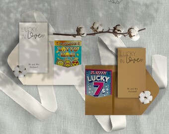 Sold in Sets of 10, Lucky in Love! Wedding Favors | Personalized Lottery Ticket holders | Scratch Card holders