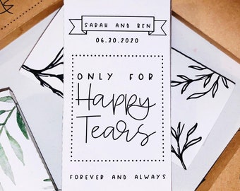 Sold in Sets of 10 Happy Tears Tissue pack, Wedding Favors, Personalised Wedding Favors, Tears of Joy, Ceremony Tissues