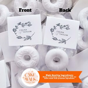 Set von 50 Personalisierte Hochzeit Mint Etiketten | Minze Gastgeschenke | Benutzerdefinierte Hochzeitsetiketten | Event Favors Mints