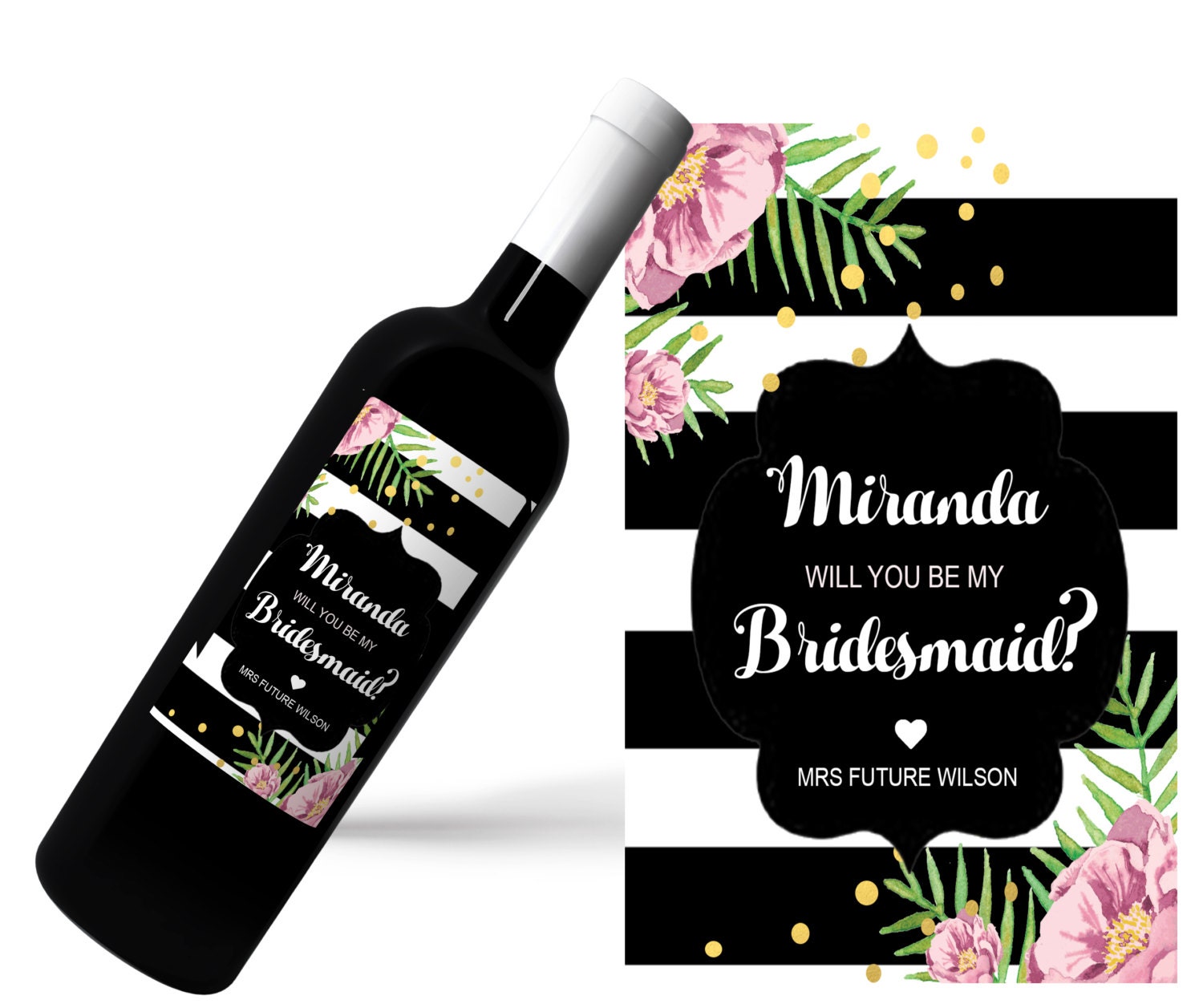Personalised mini champagne bottle labels
