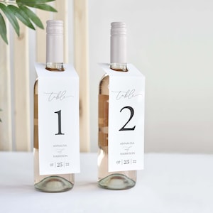 1-10 Wine and Champagne Table Number Hang Tags with Option to Expand | Table Number Wine Bottle Tag | Dinner Table Decor | Party Wine Tag
