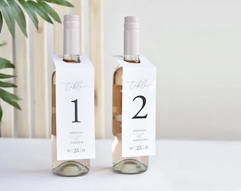 1-10 Wine and Champagne Table Number Hang Tags with Option to Expand | Table Number Wine Bottle Tag | Dinner Table Decor | Party Wine Tag