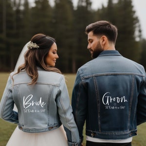 Iron on Jacket Decal | Permanent Vinyl Decals for Denim or Leather | Wedding Decal | Jean Jacket Decals| Bride and Groom Iron on Transfers