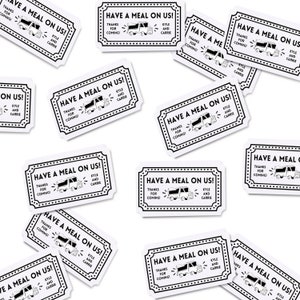 Conjunto de 21 boletos para camiones de comida / Comer con nosotros / Comida de boda / Fichas de fiesta / Vale de comida / Entradas para eventos personalizados / Admitir uno