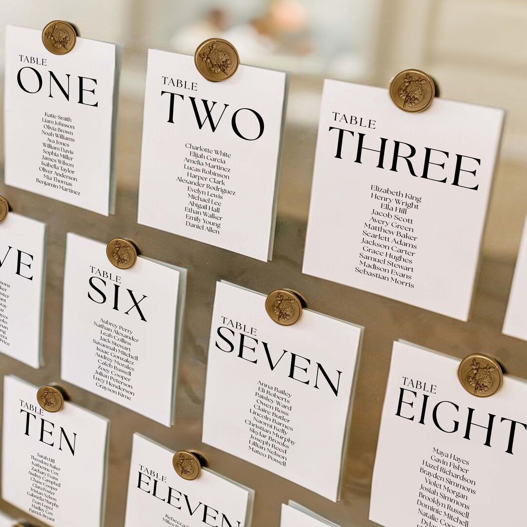 Premium Seating Chart With Gold Wax Seal | Elegant Table Sign for ...
