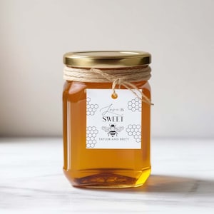 Set of 25 Honey Jar Favor Tags | Party Favor Tags| Bridal Shower Favor Hang Tags | Wedding Favor Tags | Mini Honey Jar Favor Tags