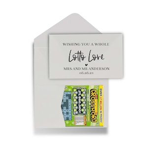 Lot de 25 cadeaux de loterie | Porte-billets de loterie personnalisés | Porte-cartes à gratter | Cadeaux de mariage personnalisables