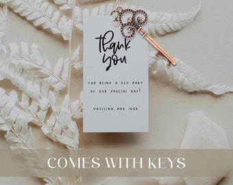 Set of 24 | Key Bottle Openers AND Tags | Wedding Favors | Skeleton Key Favors | Key to Happiness Tags | Wedding Key Tag