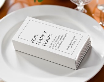 Set of 25 Personalized Tissue Packs | Wedding Favors | Ceremony Wedding Party Favors for Guests | Happy Tears or Tears of Joy | Elodie Suite