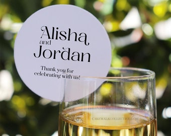 Set of 20 Custom Printed Champagne and Wi ne Drink Tags: Elevate Your Wedding Reception, Bridal Shower, Engagement and more.