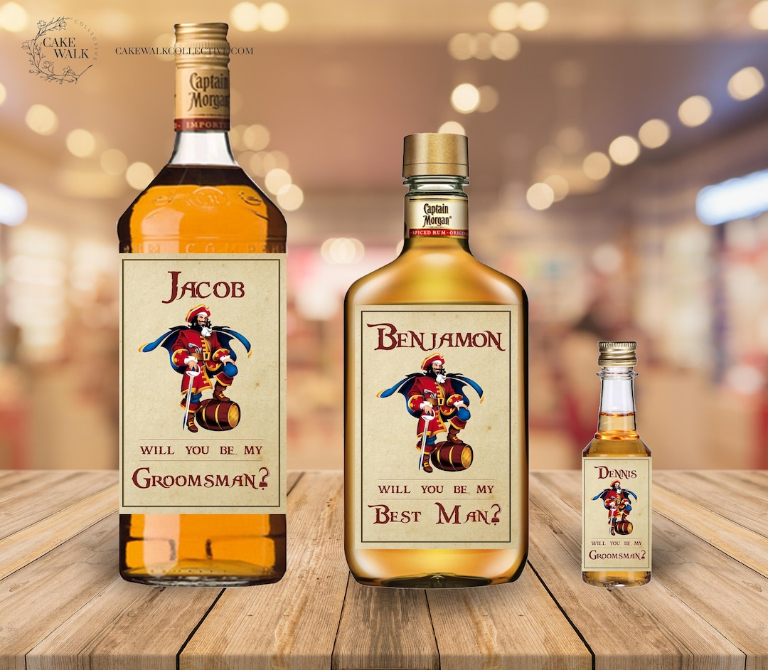 Rum Labels Personalized Liquor Bottle Labels for Groomsmen Proposal Customizable Adhesive Labels