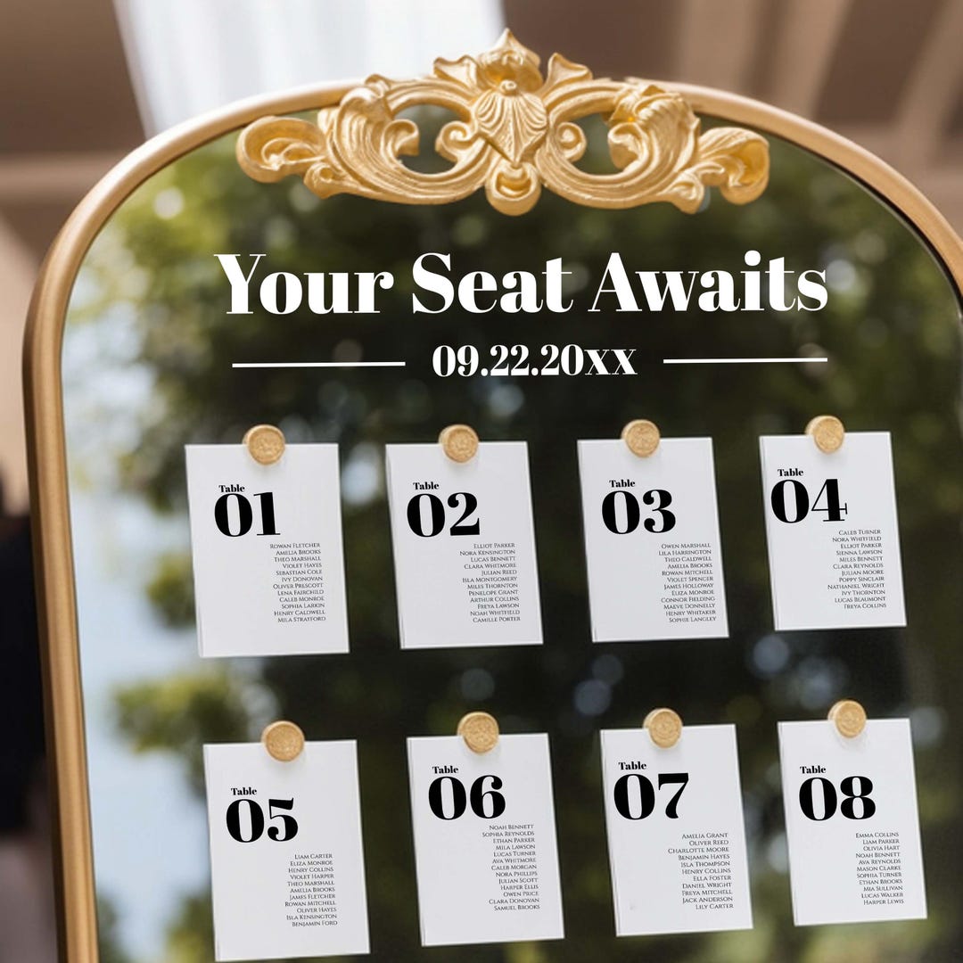 Premium Seating Chart With Gold Wax Seal | Elegant Table Sign for ...