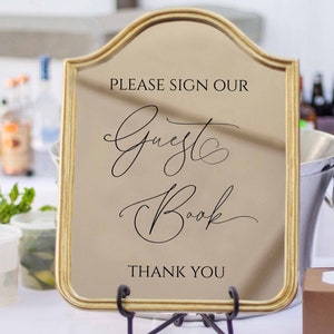 Teken alstublieft ons gastenboek - dank u teken sticker | Bruiloft teken | Stickers voor bord | Aangepaste vinylsticker voor spiegels
