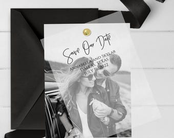 Elegant Modern Save the Date Card 5x7 | Personalized Wedding Announcement | Premium White Cardstock | Custom Minimalist Save the Date