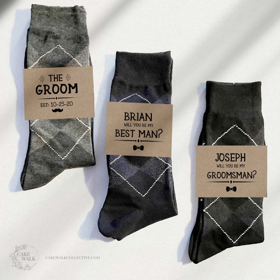 Groomsman Gifts, Wool Socks, Best Man Socks, Custom Sock Label, Groomsman  Proposal Label, Sock Label, Grooms Socks, Bachelor Gifts, 