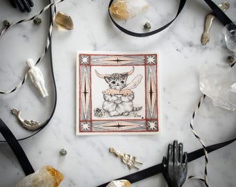 Taurus Zodiac Kitty Vinyl Sticker