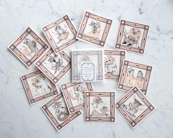 Discontinued - Sticker Set - "Zodiac Kitty" - Full Set of 12 Zodiac