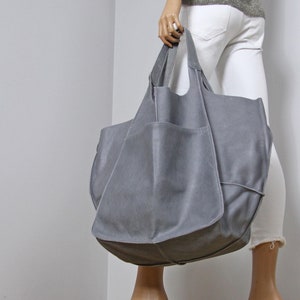 Bolso de mano de piel extragrande, bolso de mano verde desgastado de gran tamaño, bolso de mano suave muy grande para uso diario y para viajar