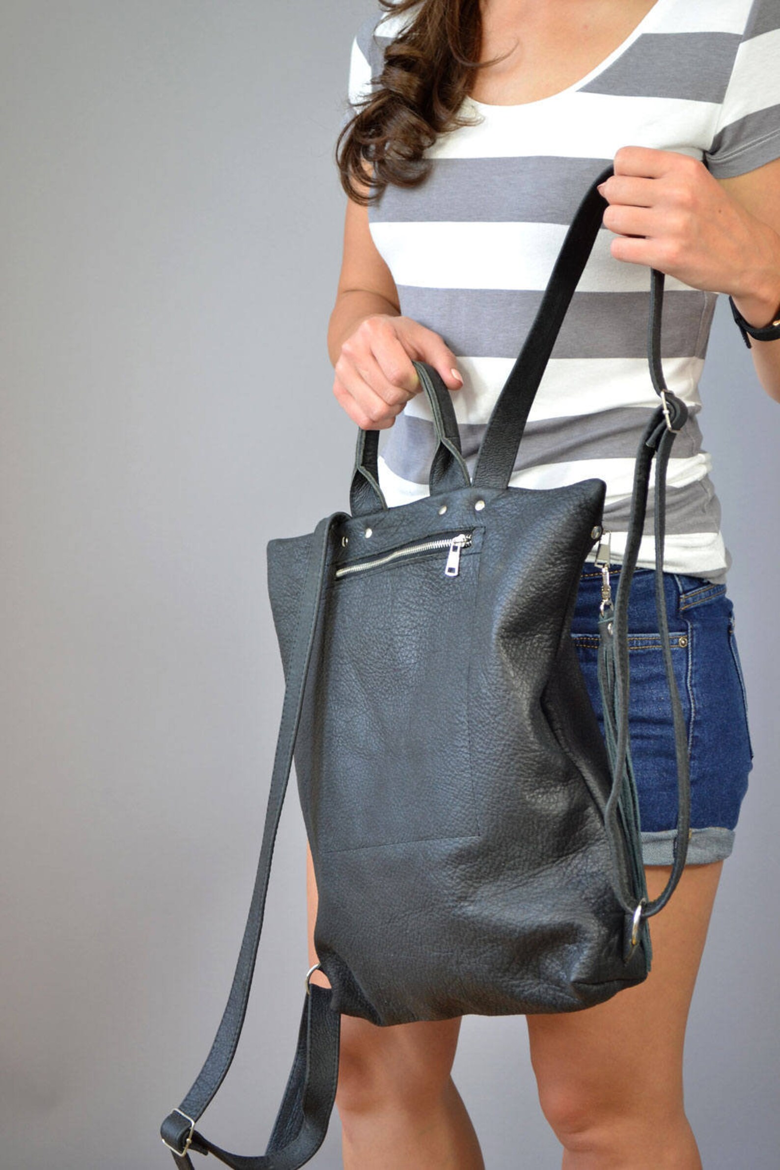 Black rucksack Laptop backpck travel backpack for men and | Etsy