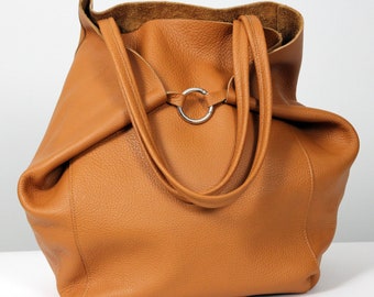 Large Leather Tote Bag: Everyday Carryall Handbag
