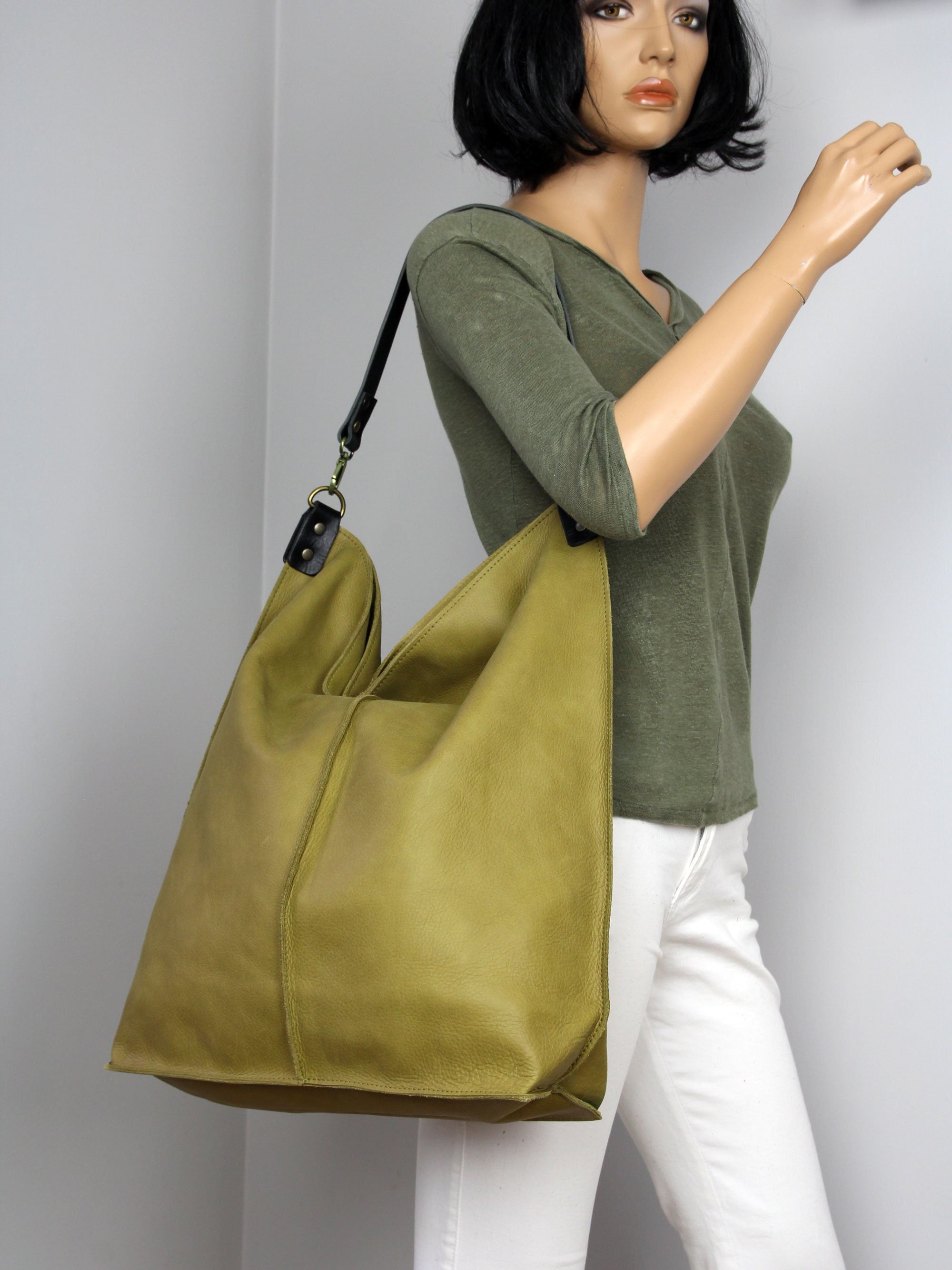 Medium Green Helen Hobo Purse - Soft Leather Bag