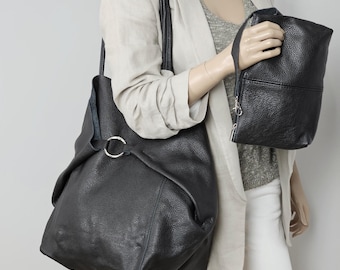 Black Large tote bag, Everyday shipping bag, Black Very Large bag 24&quot;x 16&quot;, Limited edition, Oversized tote shoulder bag, Soft travel bag