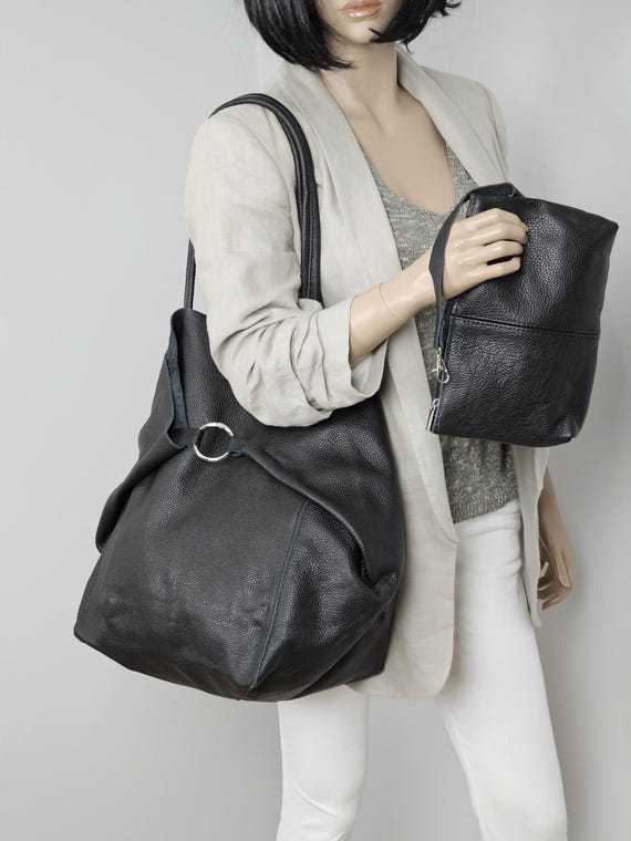 Borsa tote nera grande Borsa per le spedizioni quotidiane Borsa nera molto grande 24x 16 Edizione limitata Borsa a tracolla oversize Borsa da viaggio morbida Etsy Italia