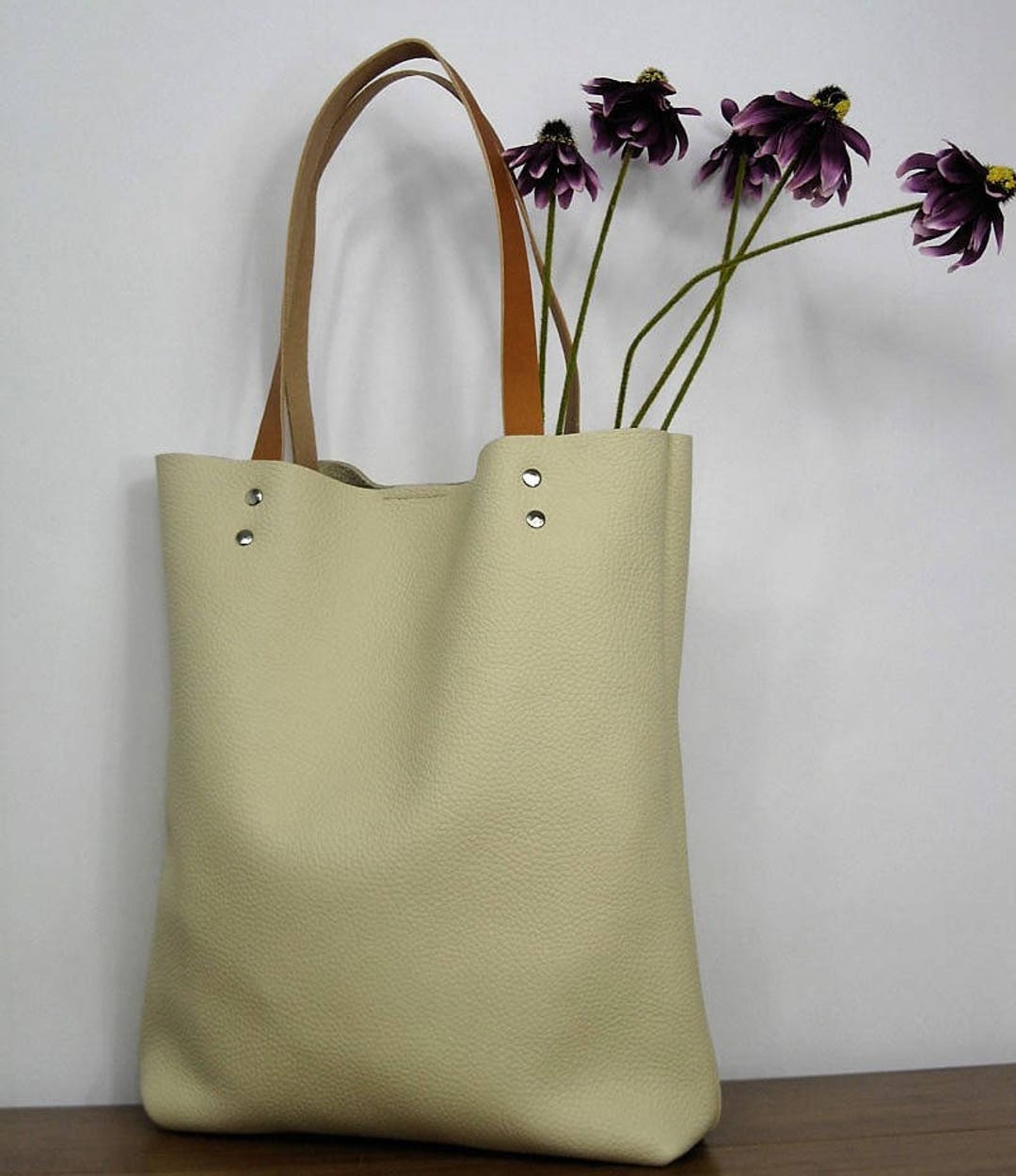 Leather Tote Bag, Cream Leather Tote Bag, Soft Leather Bag, Women Bag,women Handbag, Tote Bag ...