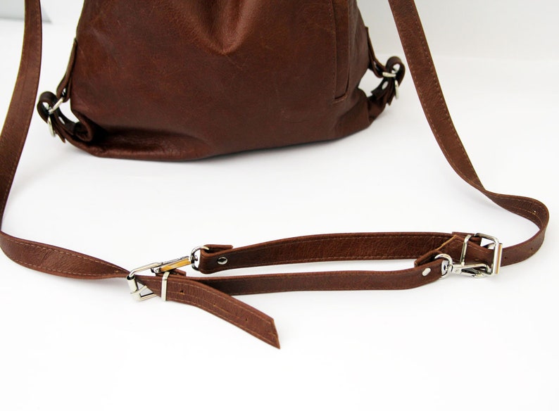Convertible soft leather backpack for women