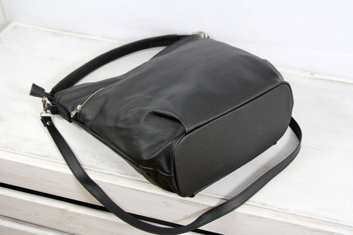 BLACK LEATHER HOBO Bag Large Crossbody Bag Everyday Leather Shoulder Bag Slouchy Leather Hobo Hobo Bag With Adjustable Strap Etsy UK