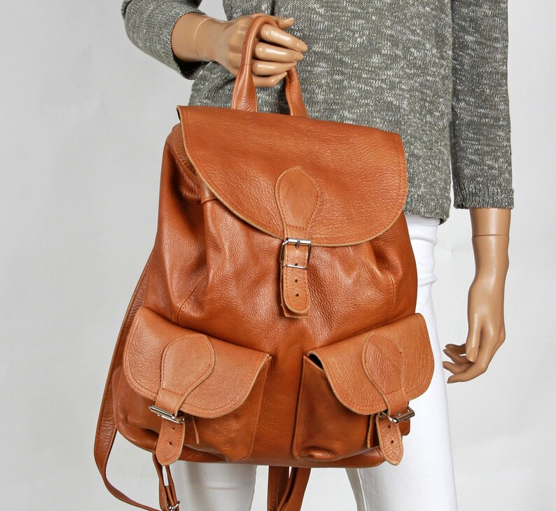 Large backpack With Lots of Pockets Handcrafted Leather Etsy