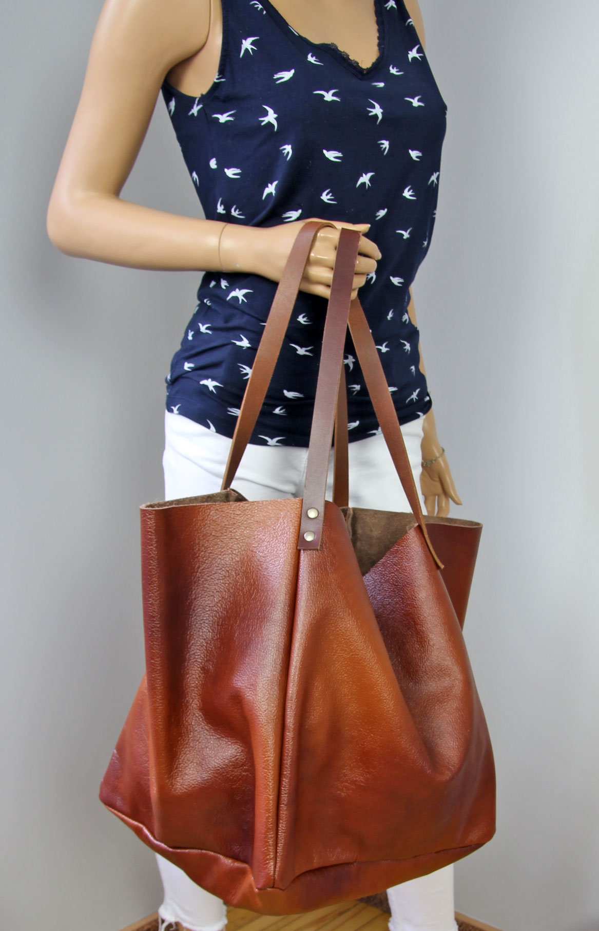 Leather Market Tote Brown Large Leather Bag Leather Purse Etsy