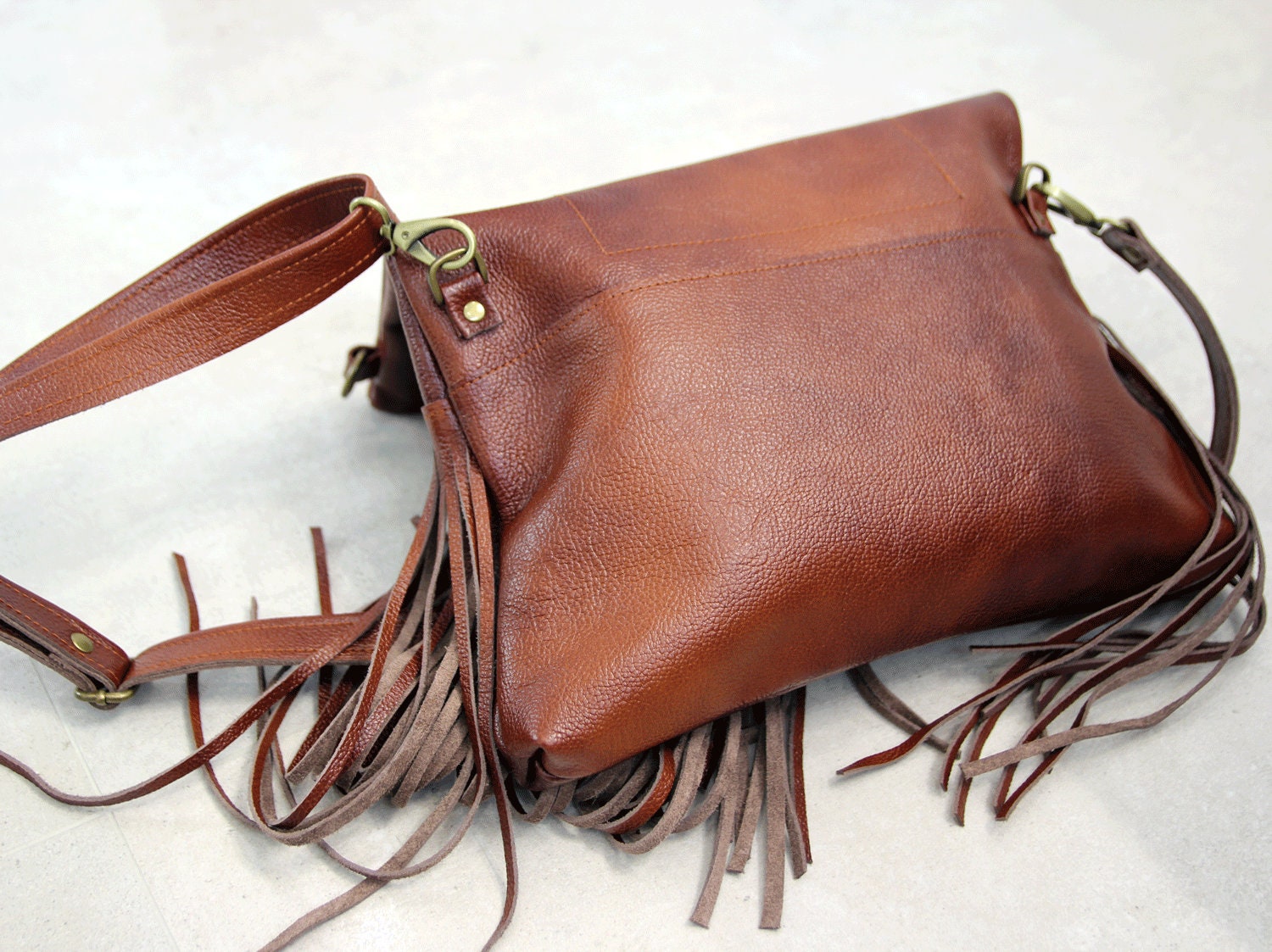 Leather Goods Maxine Fringe Purse - Brown – Tunie's