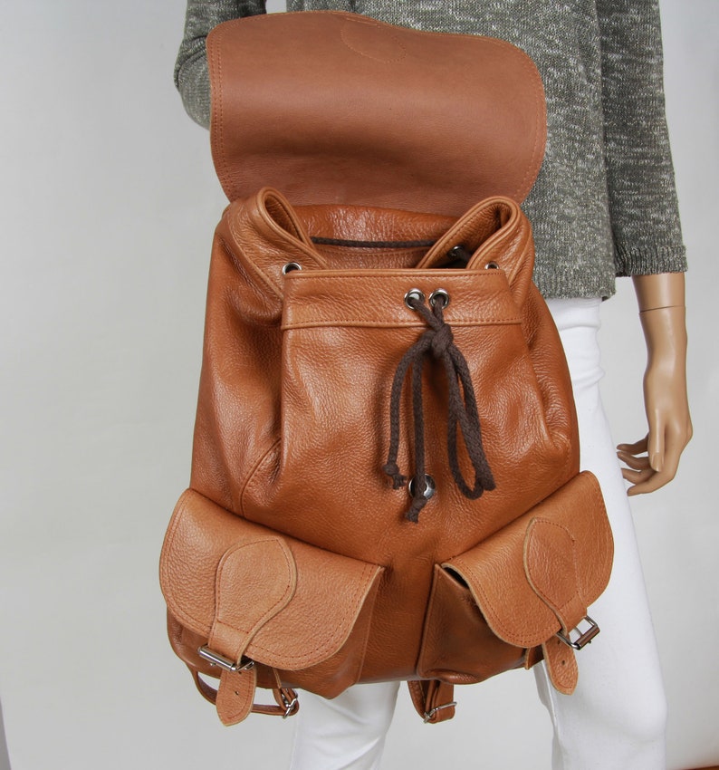Large backpack With Lots of Pockets Handcrafted Leather Etsy