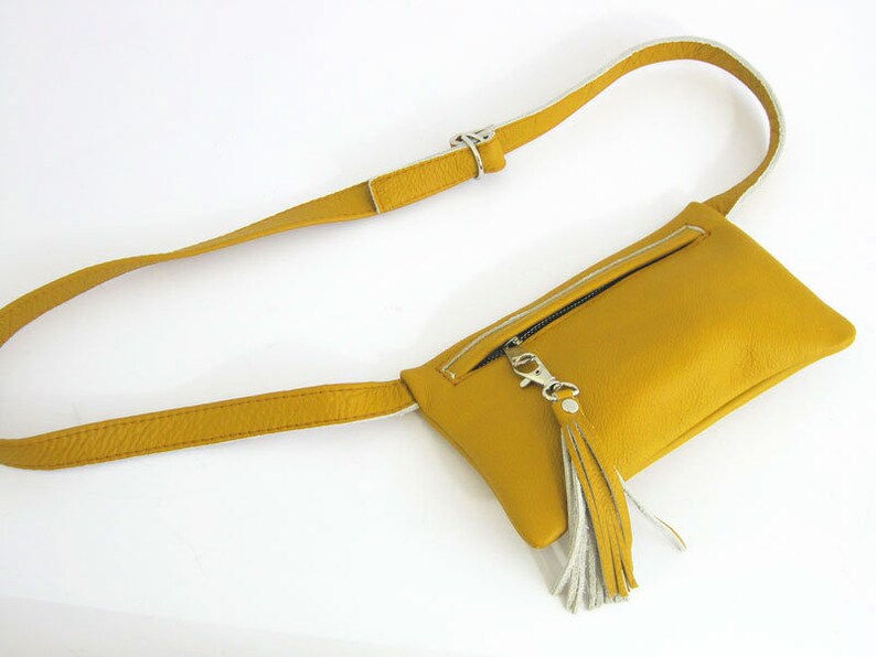 Leather Waist Bag Yellow Fanny Pack Yellow Leather Waist Etsy