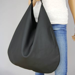 BLACK LEATHER HOBO bag, Black Handbag for Women, Black Handbag for Women, Soft Leather Bag, Every Day Bag, Women black bag image 1