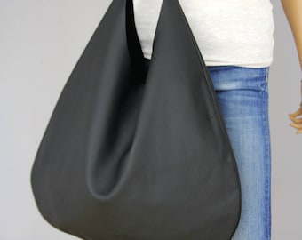 BLACK LEATHER HOBO bag, Black Handbag for Women, Black Handbag for Women,  Soft Leather Bag, Every Day Bag, Women black bag