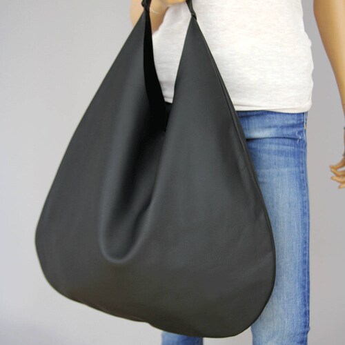 BLACK LEATHER HOBO Bag Black Handbag for Women Black Hobo - Etsy