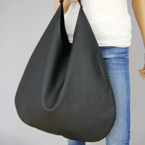BLACK LEATHER HOBO Bag Black Handbag for Women Black Handbag - Etsy