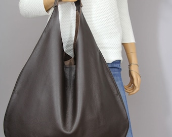 BROWN  LEATHER HOBO bag, Large leather bag, Brown Handbag for Women,  Handbag for Women,  Soft Leather Bag, Every Day Bag, Women Brown bag
