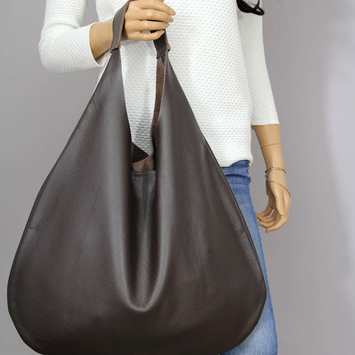COGNAC BROWN LEATHER Hobo Bag Modern Handbag for Women Soft - Etsy