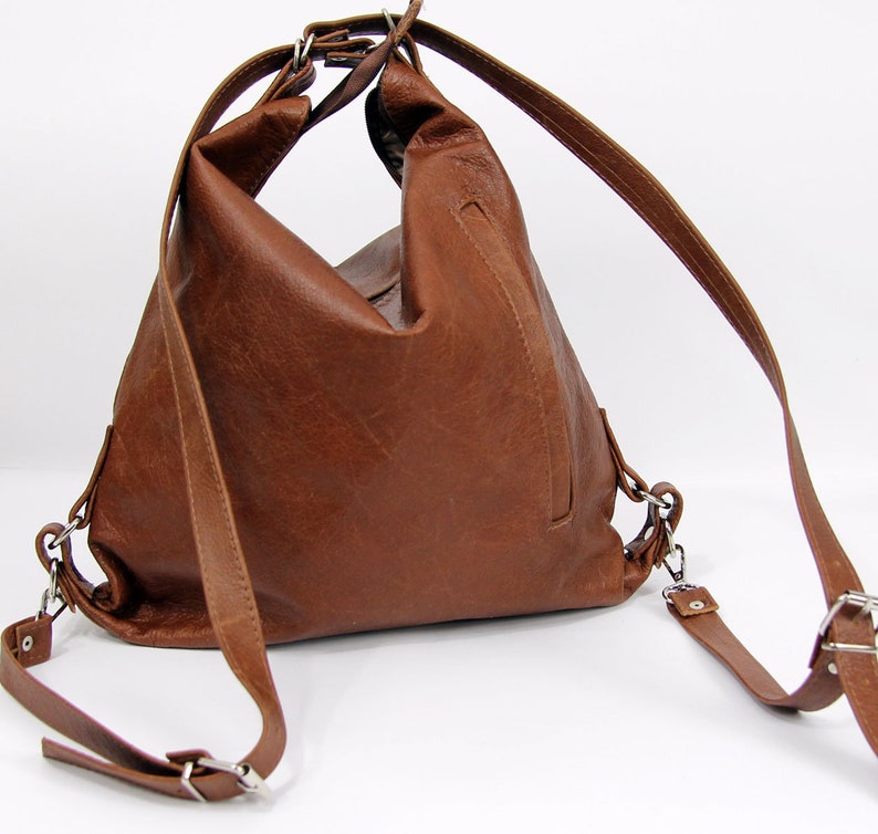 Convertible soft leather backpack for women