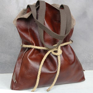 Cognac brown leather tote bag, Soft large shoulder bag,  Everyday handbag for women, Oversize tote bag, Christmas gift for women ang girl