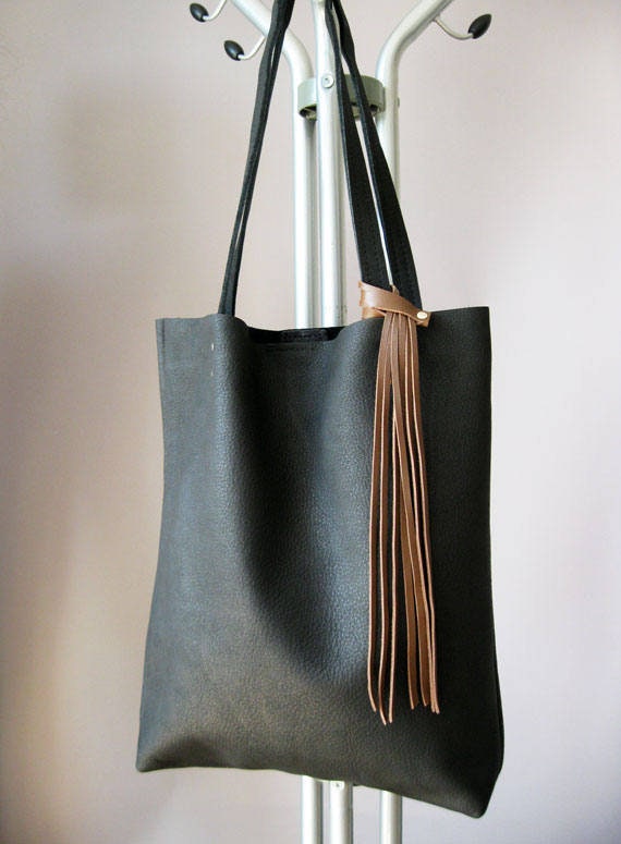 High Leather Purse Leather Tote Tote Bag Black Leather - Etsy