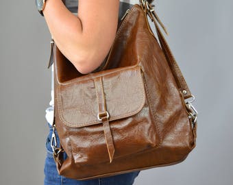 Leather Brown backpack, Leather backpack, Woman backpack, Small backpack,  Ladies backpack, Brown Leather Rucksack