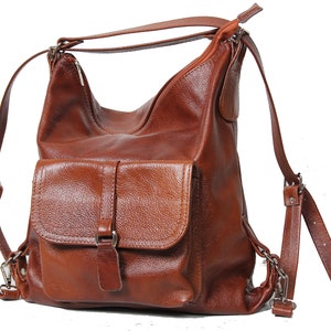 Sac à main marron, sac et sac à dos, sac en cuir convertible, sac à dos en cuir convertible, sac à dos pour femme, sac à dos convertible,